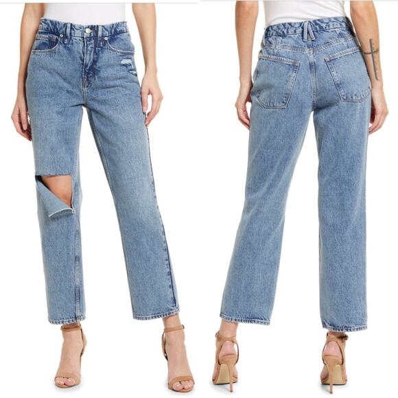 GOOD AMERICAN '90s Duster Straight Leg Jeans Crop Distressed 5 Pocket 27 NEW - Picture 8 of 8